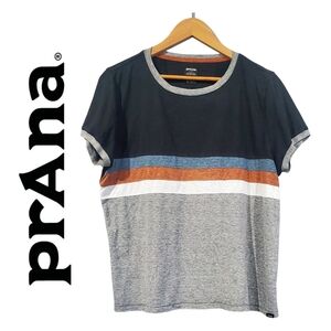 prAna Womens's Cozy Striped Color-Block Ringer T-Shirt - XL